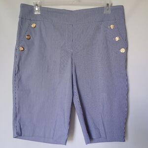 Liz Claiborne Womens Classic Bermuda Shorts Size XL Color Blue White Striped